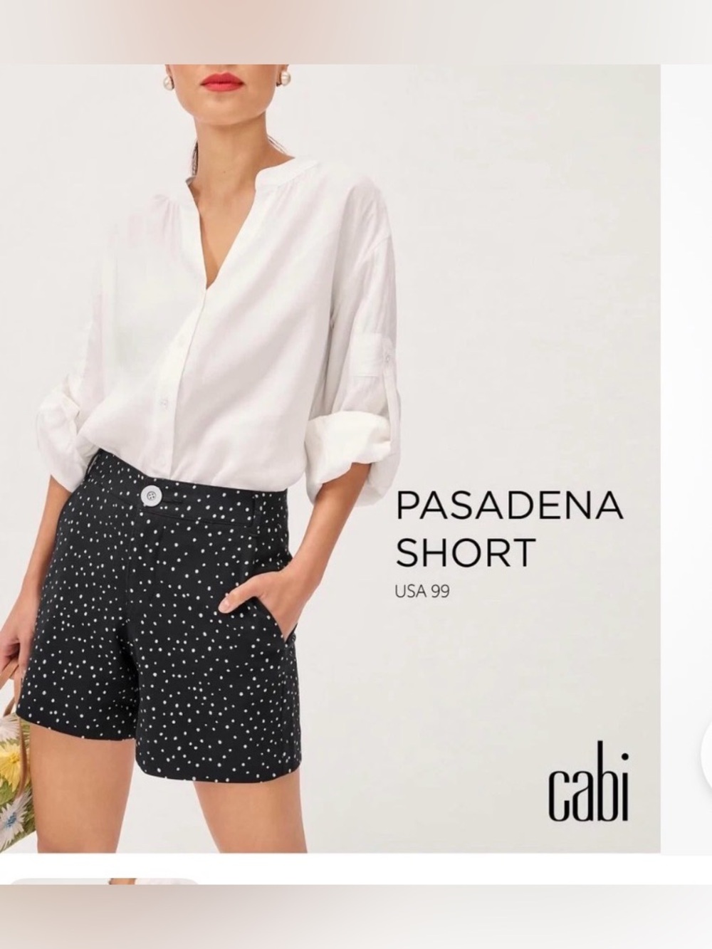 CAbi Pasadena Polka Dot Black & White Shorts Size 6 Style 6636